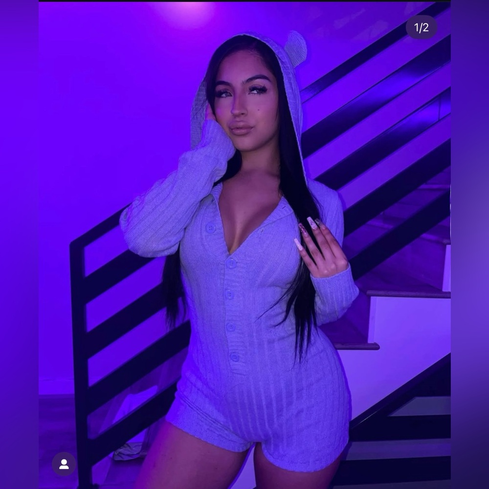 fashion nova Cozy Knit Hooded Romper